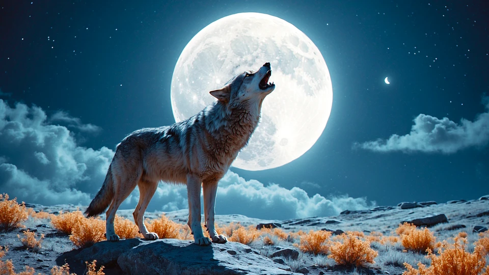 Full Moon Wolf Screen