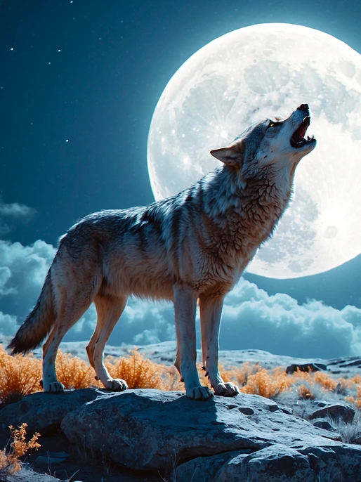 Full Moon Wolf Screen