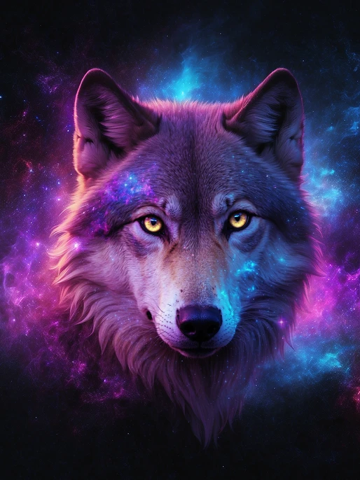 Galactic Wolf Portrait Background