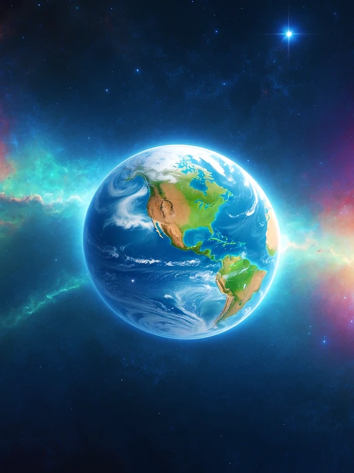 Earth in Space Cosmic Wallpaper