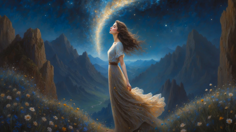 Pale Woman in Monet Style