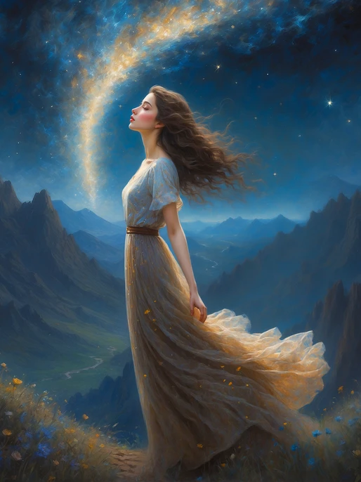 Pale Woman in Monet Style