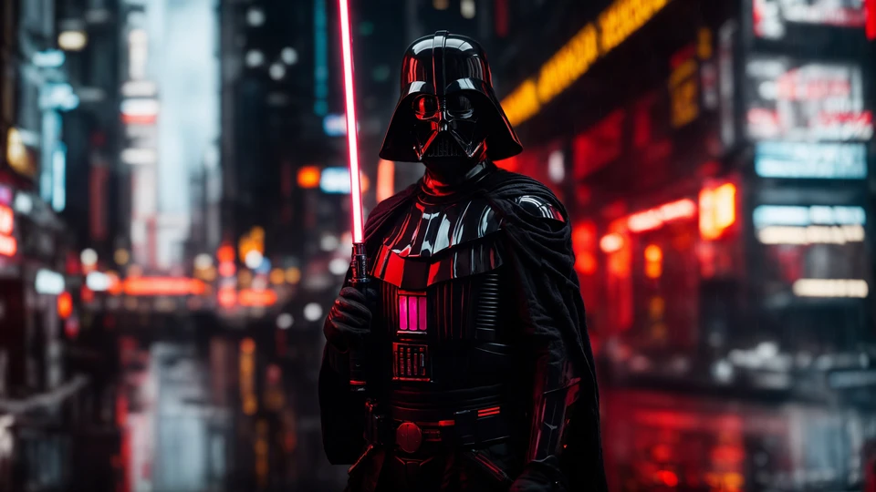 Cyberpunk Samurai Darth Vader Wallpaper