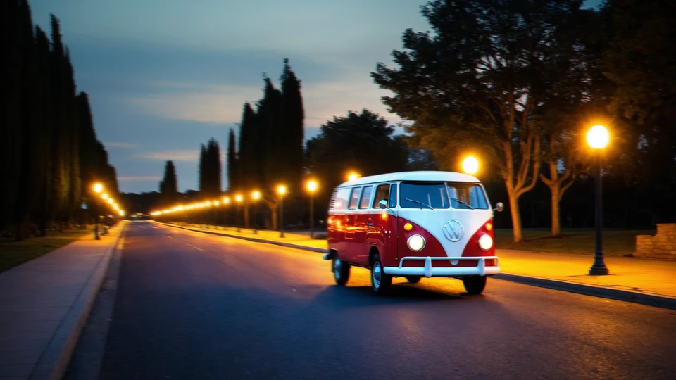 Classic VW Van on Evening Drive