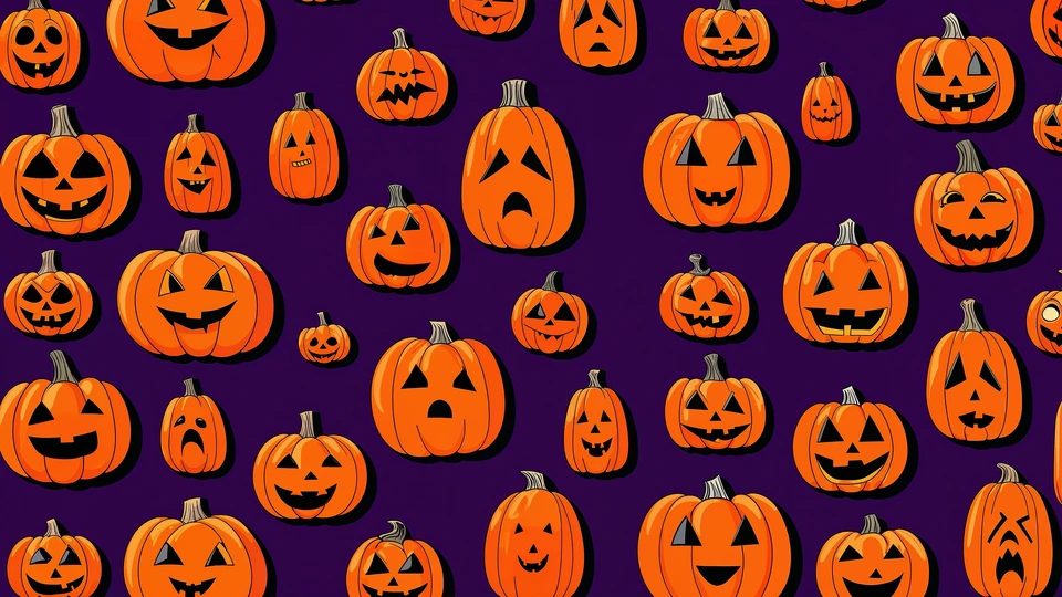 Festive Pumpkin Faces on Dark Background