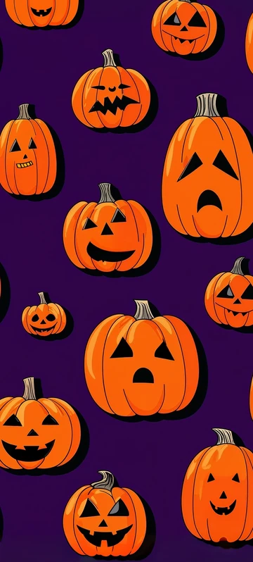 Festive Pumpkin Faces on Dark Background