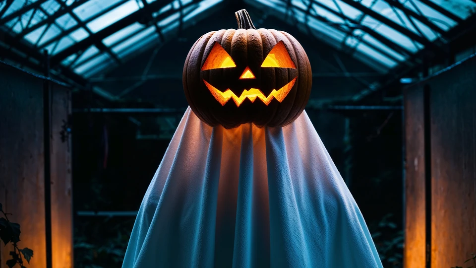 Ghost with Pumpkin Glowing Wallpaper