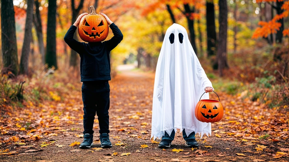 Children in Halloween Costumes HD Image