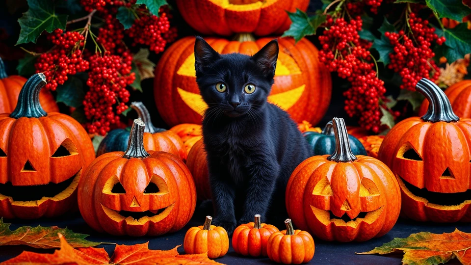 Charming Halloween Kitten Screen