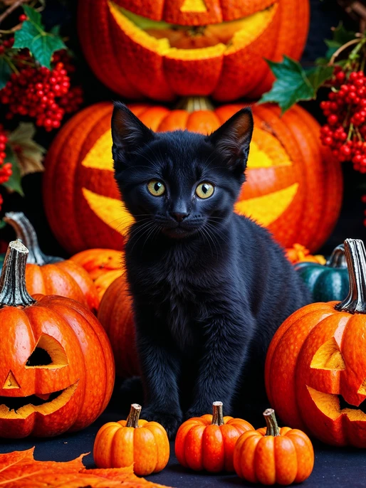 Charming Halloween Kitten Screen