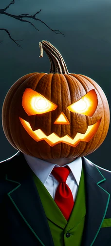 Man with Halloween Pumpkin Head Wallpaper