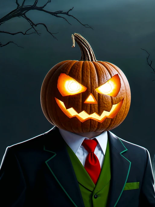 Man with Halloween Pumpkin Head Wallpaper