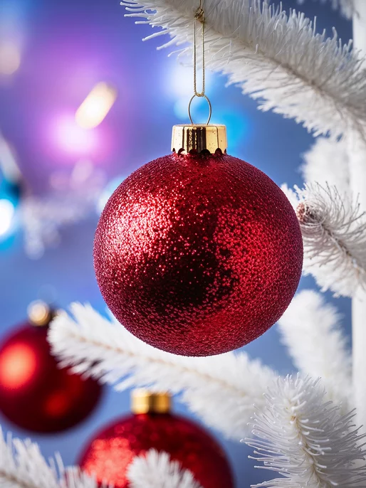 Red Bauble on White Tree Glow Screen