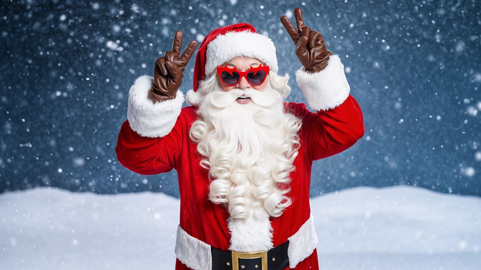 Santa Claus in Snowy Vibes Wallpaper