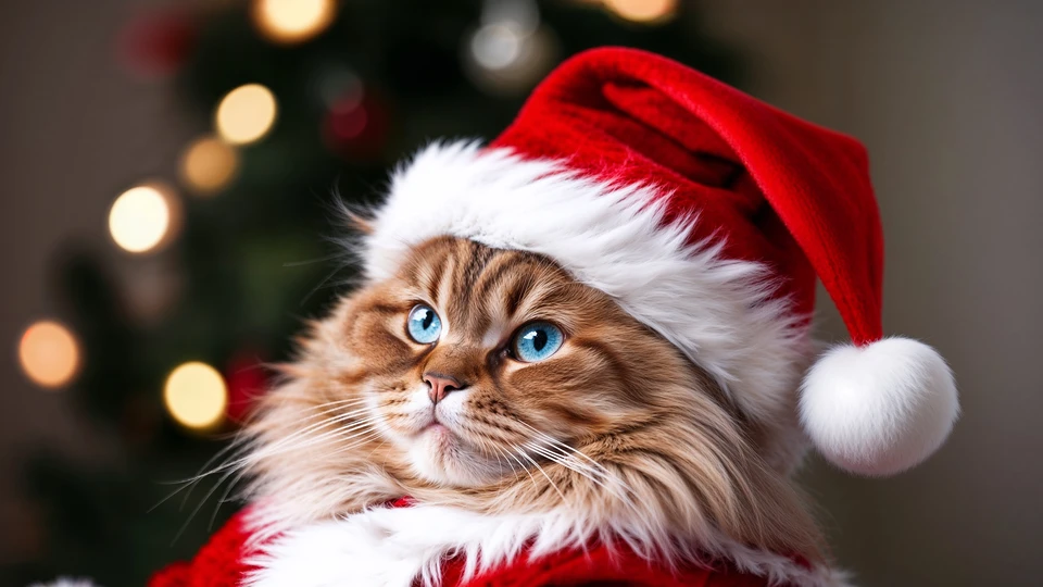 Cute Cat in Santa Costume Image