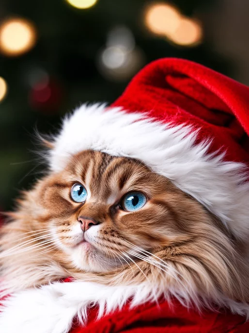 Cute Cat in Santa Costume Image