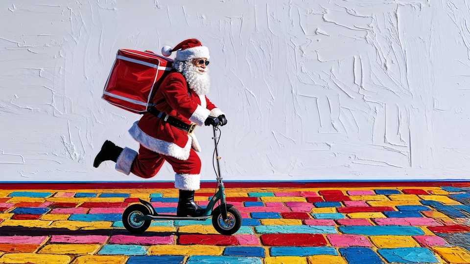 Santa Rides Tiny Scooter Screen