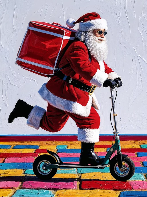 Santa Rides Tiny Scooter Screen