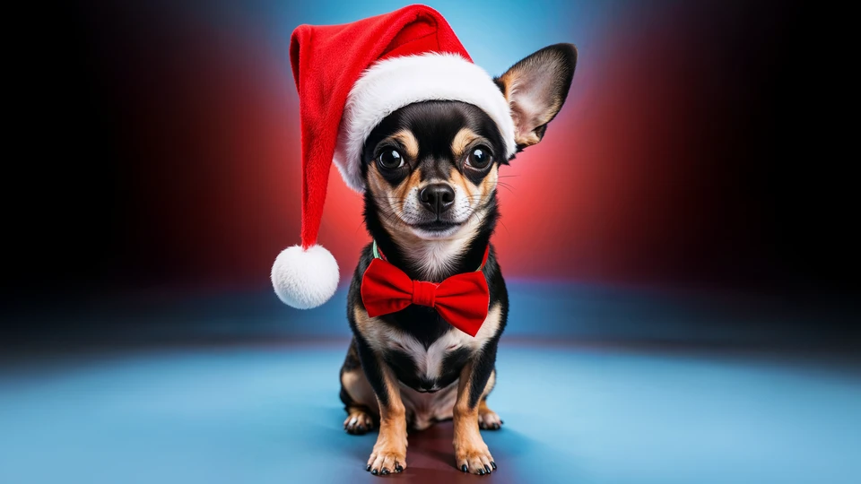 Santa Chihuahua Portrait Background