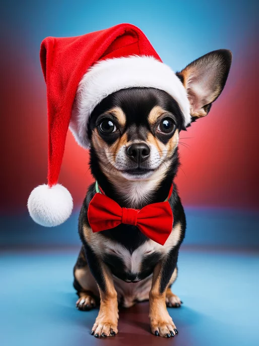 Santa Chihuahua Portrait Background