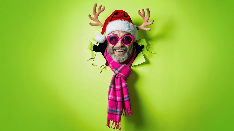 Joyful Santa with Sunglasses Background 