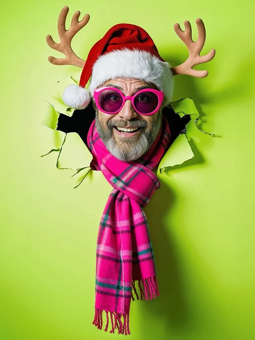 Joyful Santa with Sunglasses Background 