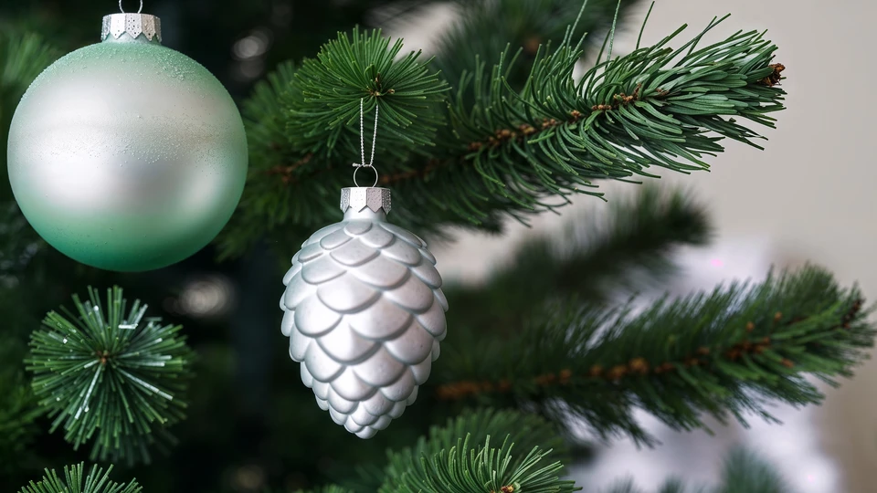 Pine Branch with Ornaments Image