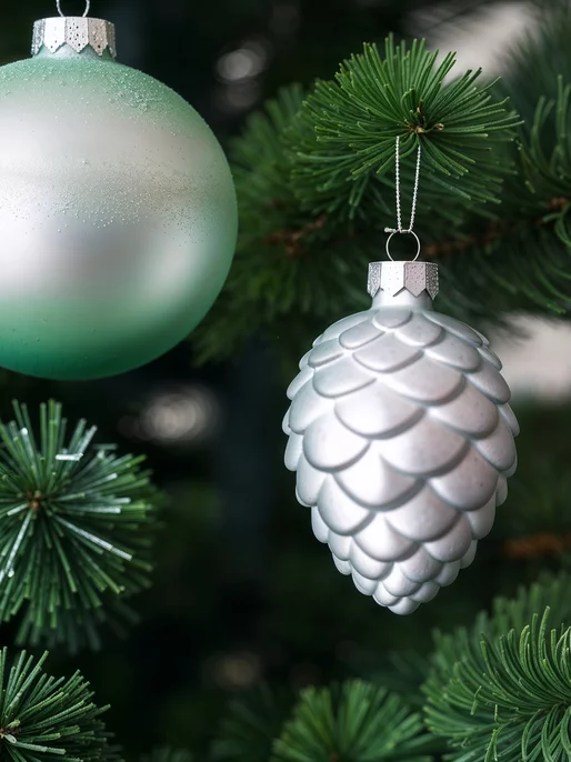 Pine Branch with Ornaments Image