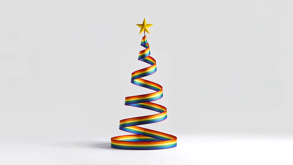 Rainbow Ribbon X-mas Tree Wallpaper