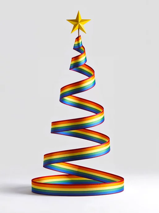 Rainbow Ribbon X-mas Tree Wallpaper