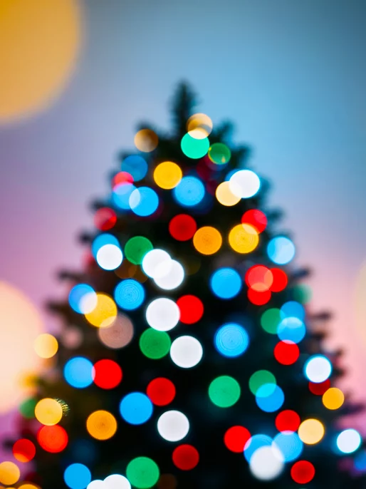 Blurred Tree with Bokeh Lights