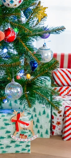 Bright Balls On Green Christmas Tree