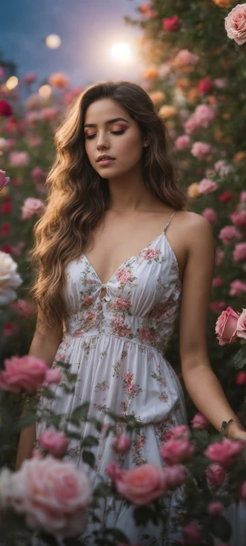 Girl in Garden Blossom Image
