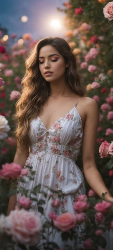 Girl in Garden Blossom Image