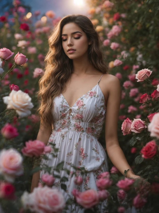 Girl in Garden Blossom Image