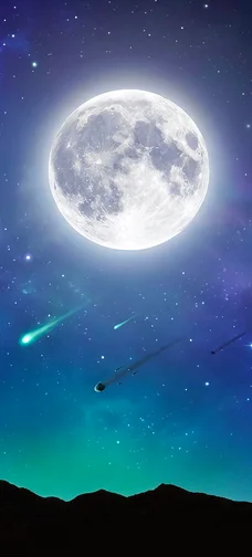 Moon and Comet Space Background