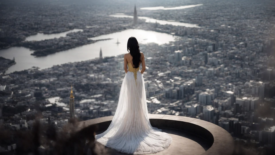 A Girl Looking Down the City