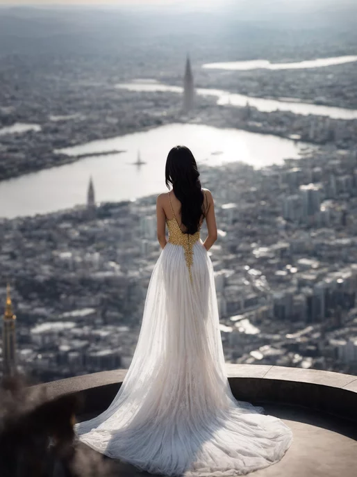 A Girl Looking Down the City